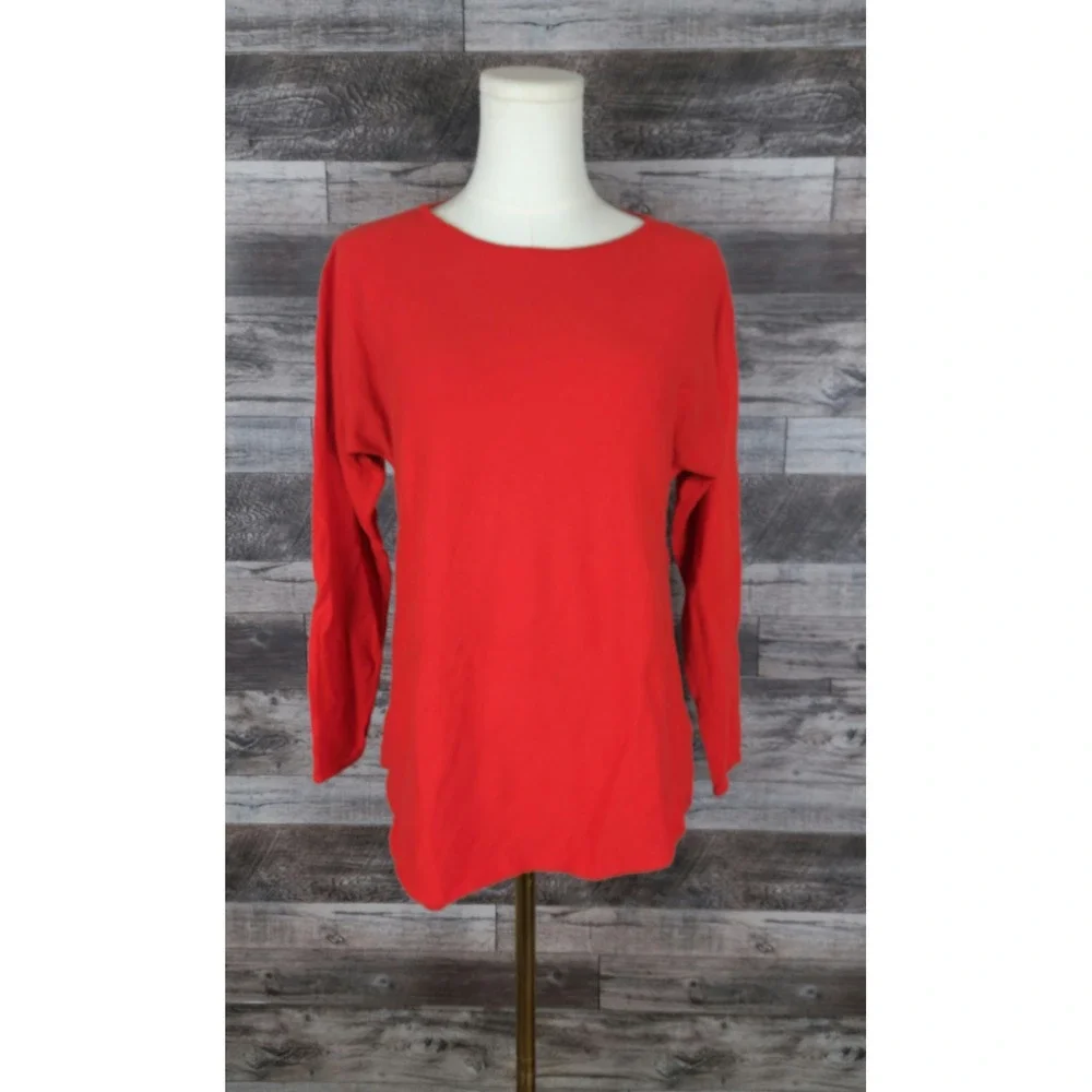 Michael Kors Womens Red Long Sleeve High Low Knit Top Size S